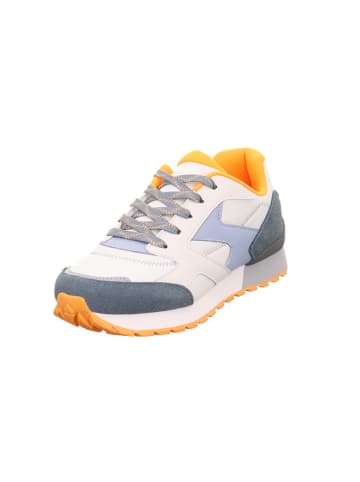 superfit Skórzane sneakersy "Dash" w kolorze biało-granatowo-pomarańczowym