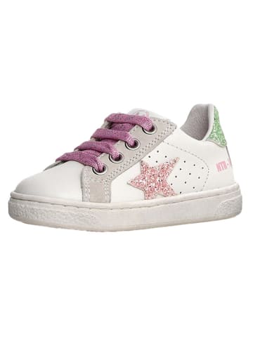 Naturino Leder-Sneakers "Pinn" in Weiß/ Grün/ Rosa