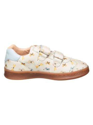 bisgaard Leder-Sneakers in Beige/ Hellblau