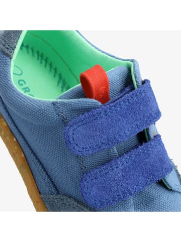 Groundies Skórzane buty "Amsterdam" w kolorze niebieskim do chodzenia na boso