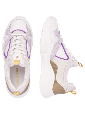 Vingino Leder-Sneakers "Olivia" in Weiß/ Gold/ Lila