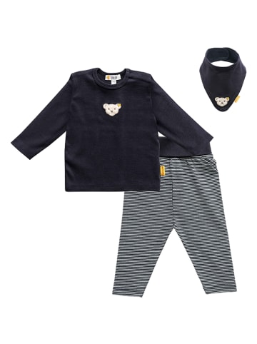 Steiff 3tlg. Outfit in Dunkelblau/ Weiß