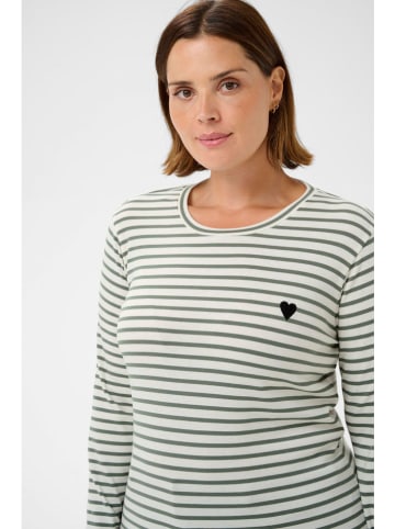 KAFFE curve Longsleeve "Clia" crème/groen