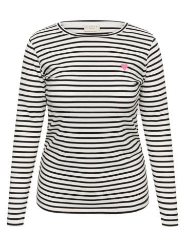 KAFFE curve Longsleeve "Clia" in Weiß/ Schwarz