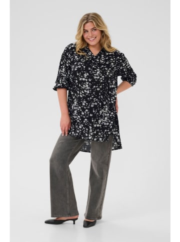 KAFFE curve Blouse "Sonna" in zwart/wit