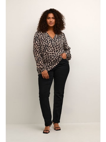 KAFFE curve Bluzka "Mirta Tilly" w kolorze beżowo-czarnym