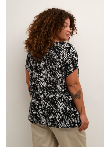 KAFFE curve Blouse "Cami" zwart/wit