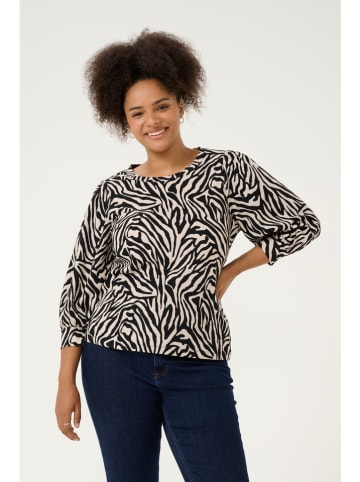 KAFFE curve Bluzka "Civena" w kolorze kremowo-czarnym