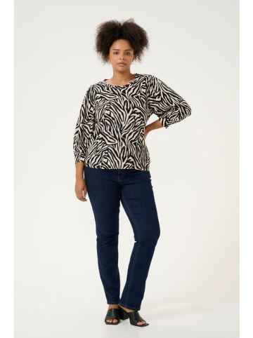 KAFFE curve Bluzka "Civena" w kolorze kremowo-czarnym