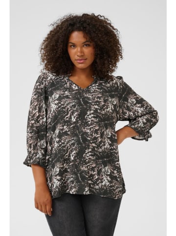 KAFFE curve Bluse "Lunda" in Braun/ Creme