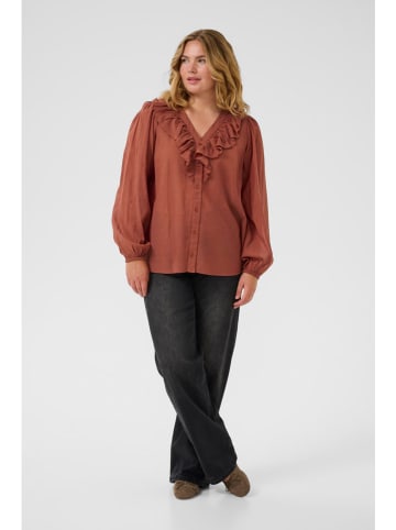 KAFFE curve Blouse "Lana" lichtbruin