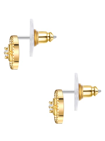 Lulu & Jane Pozłacane kolczyki-wkrętki z masą perłową i cyrkoniami