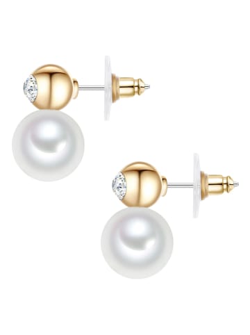 Lulu & Jane Pozłacane kolczyki-wkrętki z perłami