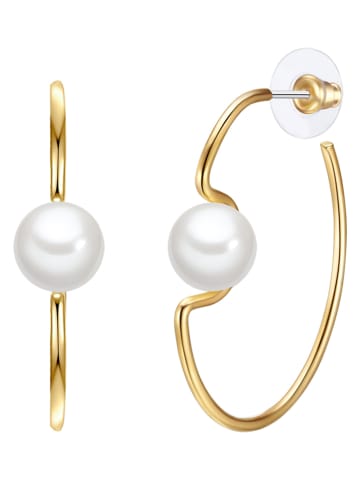 Lulu & Jane Pozłacane kolczyki-kreole z perłami