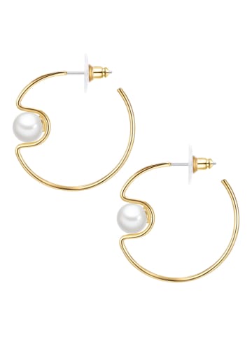 Lulu & Jane Pozłacane kolczyki-kreole z perłami