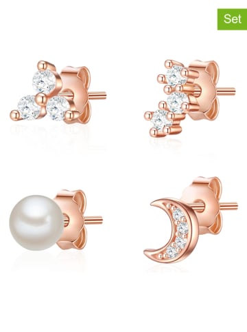 Lulu & Jane 2er-Set: Rosévergold. Ohrstecker mit Edelsteinen