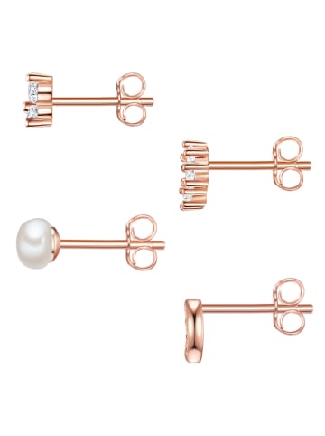 Lulu & Jane 2er-Set: Rosévergold. Ohrstecker mit Edelsteinen