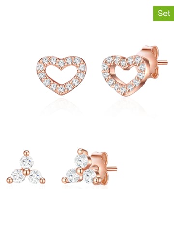 Lulu & Jane Pozłacane kolczyki-wkrętki (2 pary) z cyrkoniami