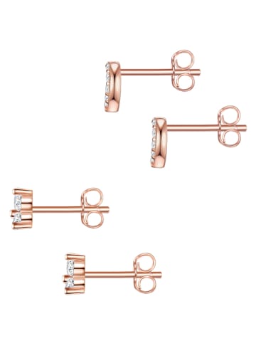 Lulu & Jane 2er-Set: Rosévergold. Ohrstecker mit Edelsteinen