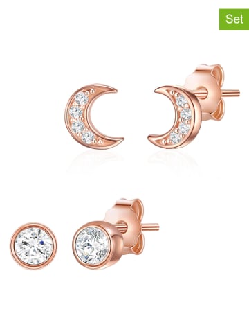 Lulu & Jane Pozłacane kolczyki-wkrętki (2 pary) z cyrkoniami