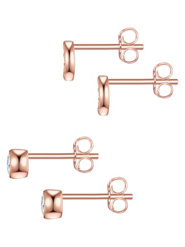 Lulu & Jane Pozłacane kolczyki-wkrętki (2 pary) z cyrkoniami