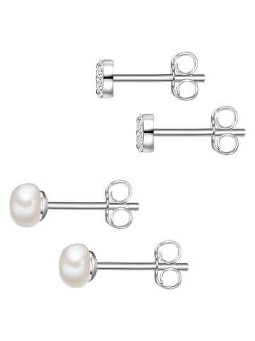 Lulu & Jane 2er-Set: Ohrstecker mit Edelsteinen und Perlen