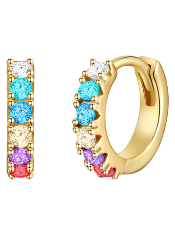 Lulu & Jane Pozłacane kolczyki-kreole z cyrkoniami