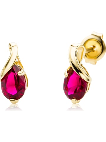 Revoni Złote kolczyki-wkrętki z rubinami