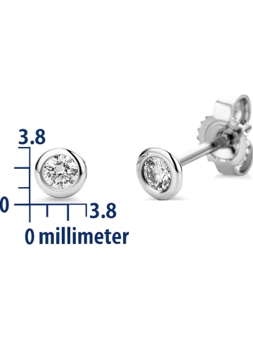 Revoni Witgouden oorstekers met diamanten