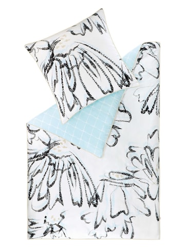 ESPRIT Komplet pościeli satynowej "Grace" w kolorze biało-czarno-błękitnym