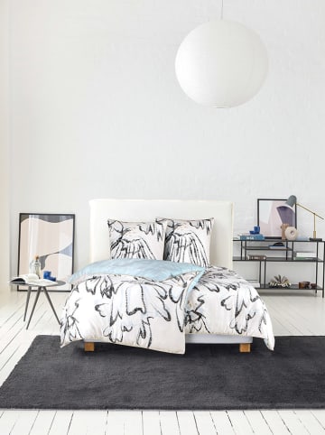 ESPRIT Satin-Bettwäsche-Set "Grace" in Weiß/ Schwarz/ Hellblau