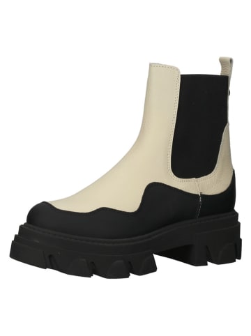 Steve Madden Leder-Chelsea-Boots in Creme/ Schwarz