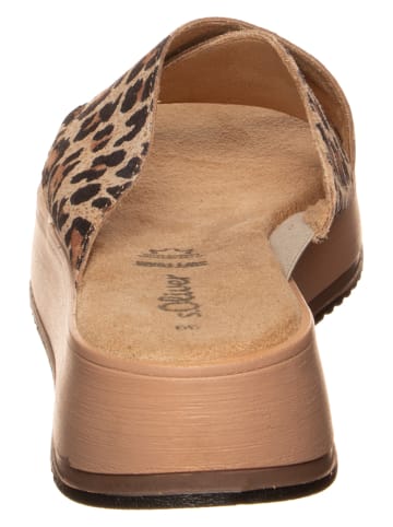s.Oliver Leren slippers bruin/beige