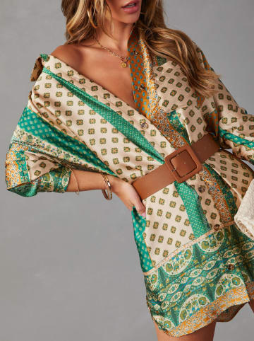 Milan Kiss Kleid in Beige/ Grün