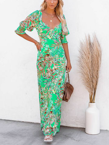 Milan Kiss Jurk lichtgroen/camel