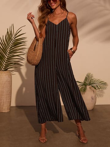 Milan Kiss Jumpsuit in Schwarz/ Creme/ Orange