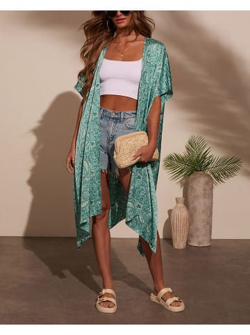 Milan Kiss Kimono in Türkis/ Creme