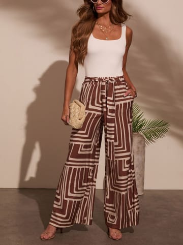 Milan Kiss Marlenehose in Braun/ Creme