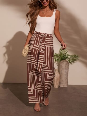 Milan Kiss Marlenehose in Braun/ Creme