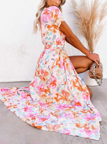 Milan Kiss Jurk beige/lichtroze/oranje