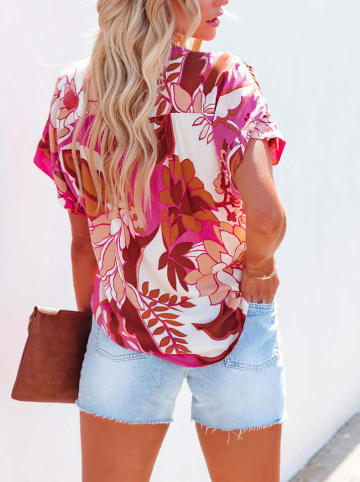 Milan Kiss Bluse in Pink/ Creme