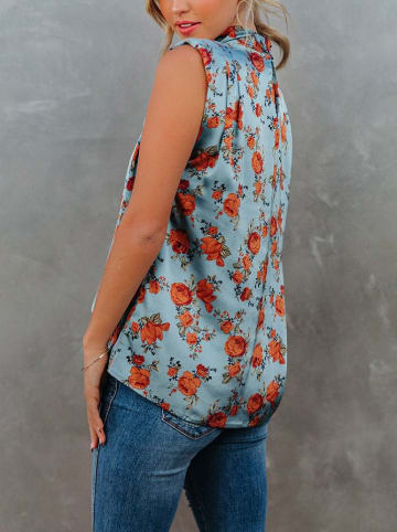 Milan Kiss Bluse in Hellblau/ Orange