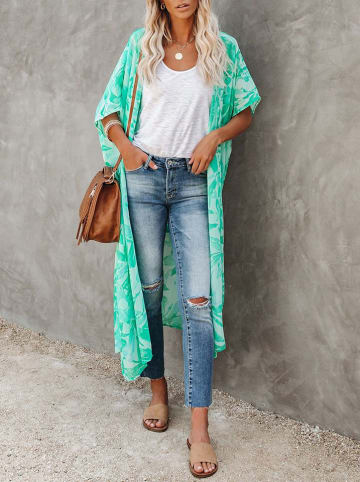 Milan Kiss Kimono in Grün/ Weiß