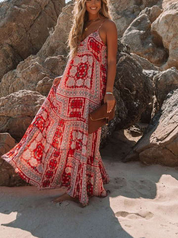 Milan Kiss Kleid in Rot/ Hellblau