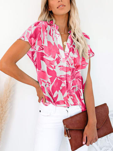 Milan Kiss Bluse in Weiß/ Pink