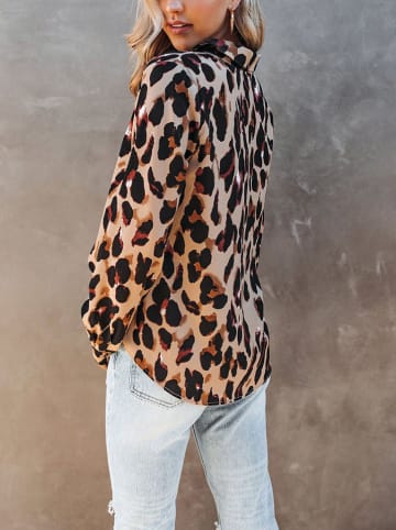 Milan Kiss Bluse in Hellbraun/ Schwarz