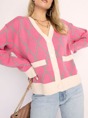 Milan Kiss Cardigan in Pink/ Creme