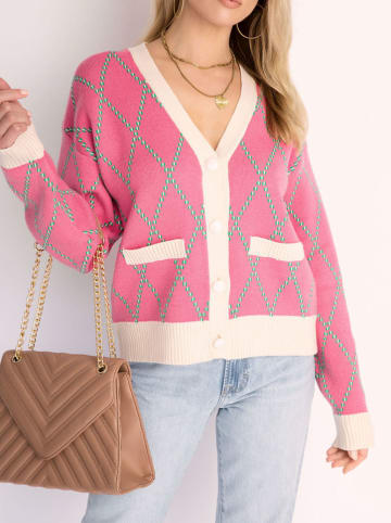 Milan Kiss Cardigan in Pink/ Creme