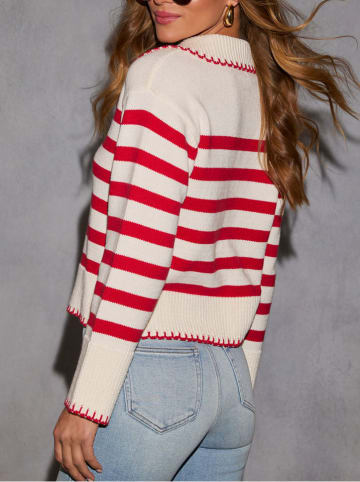 Milan Kiss Sweter w kolorze kremowo-czerwonym