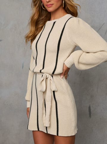 Milan Kiss Strickkleid in Creme/ Schwarz